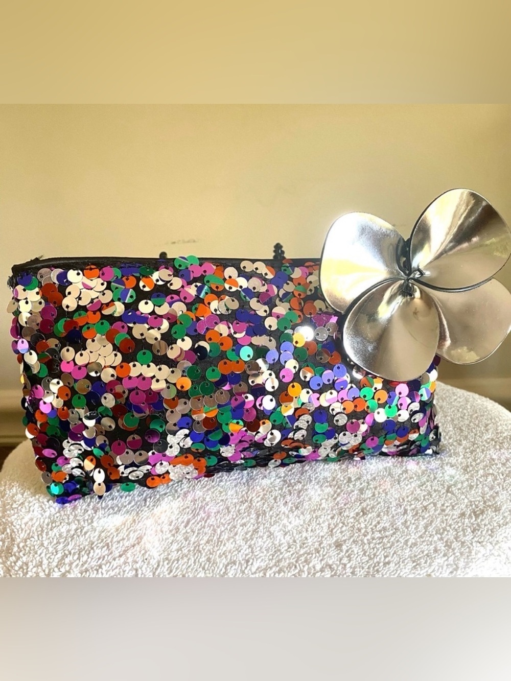 MAC Sparkle Sequin Glitter MultiColor Makeup Cosmetic Zipper Bag Clutch Pouch - Picture 6 of 10